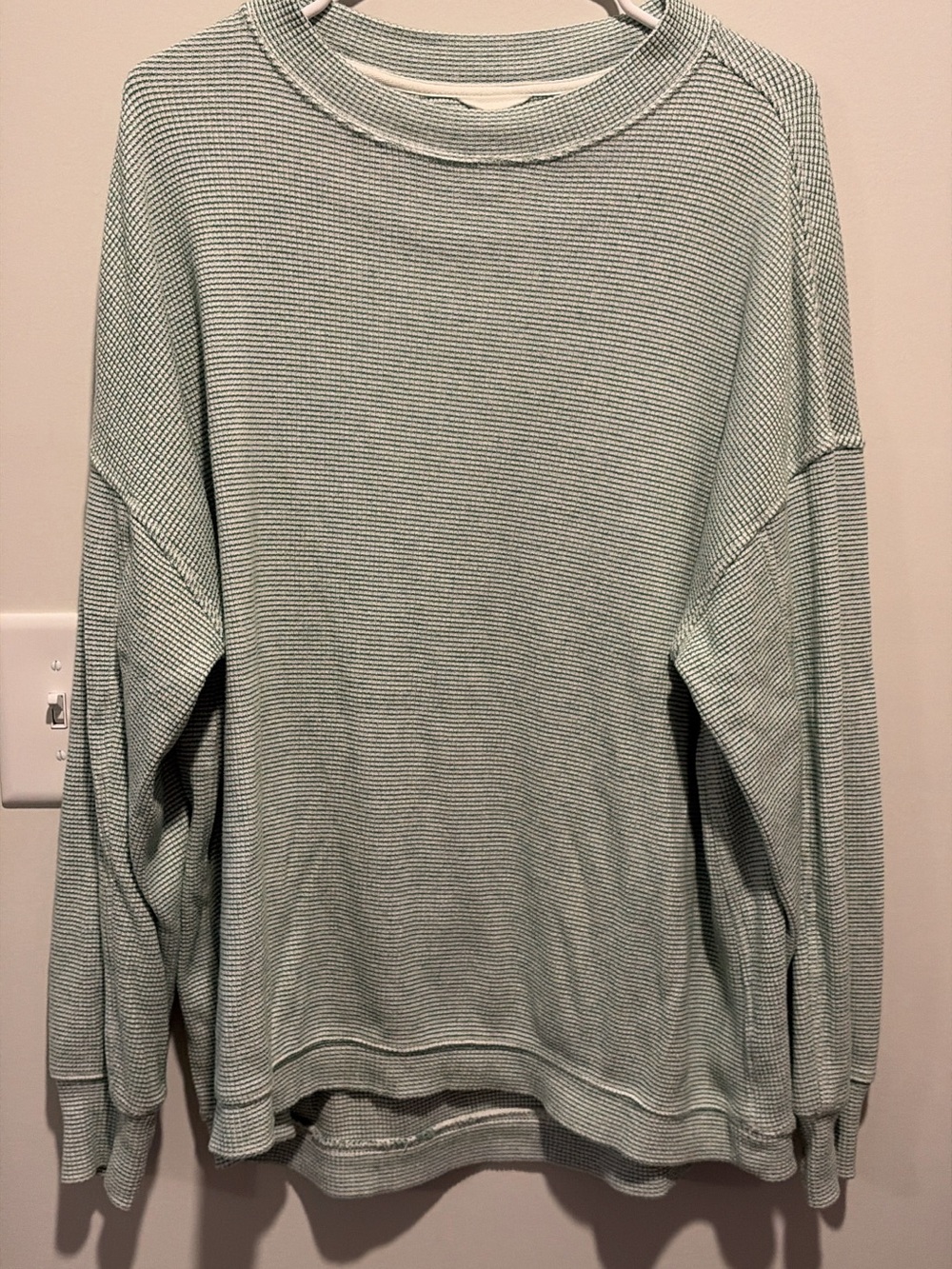 aerie Light Mint Waffle-Knit Pullover